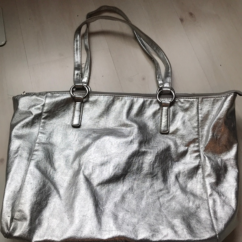 Silver tote bag
